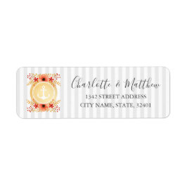 Nautische Waterverf Floral Gold Anchor Wedding Etiket