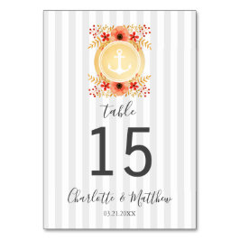 Nautische Waterverf Floral Gold Anchor Wedding Kaart