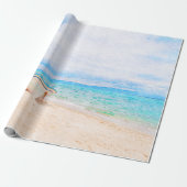 Nautische Waterverf Gevist boot Cadeaupapier (Uitgerold)