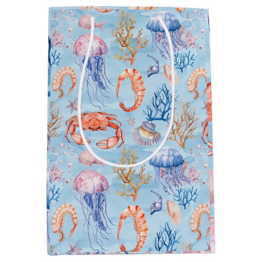 Nautische Waterverf Koraalrif Delights Medium Cadeauzakje (Voorkant)