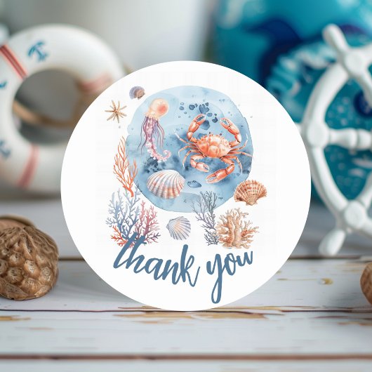 "Nautische Waterverf Koraalrif Delights Ronde Sticker