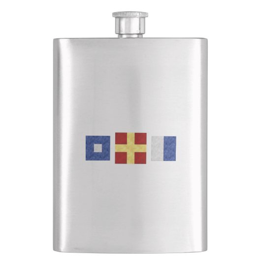 Nautische Waterverf Maritiem Signal Flag Monogram Heupfles (Voorkant)