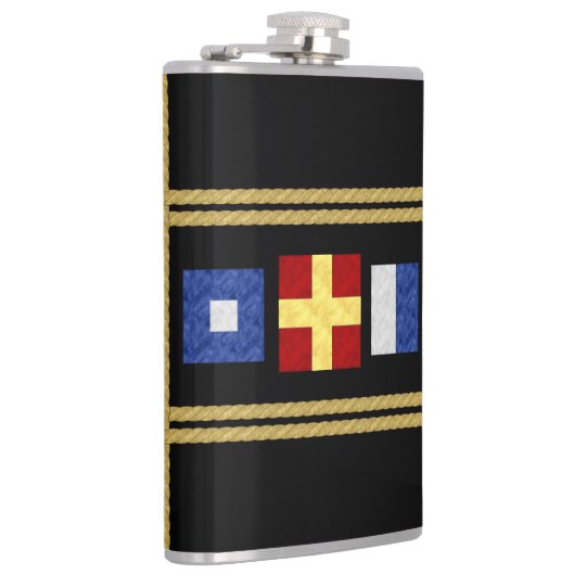 Nautische Waterverf Maritiem Signal Flag Monogram Heupfles (Rechts)