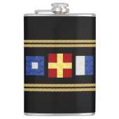 Nautische Waterverf Maritiem Signal Flag Monogram Heupfles (Voorkant)