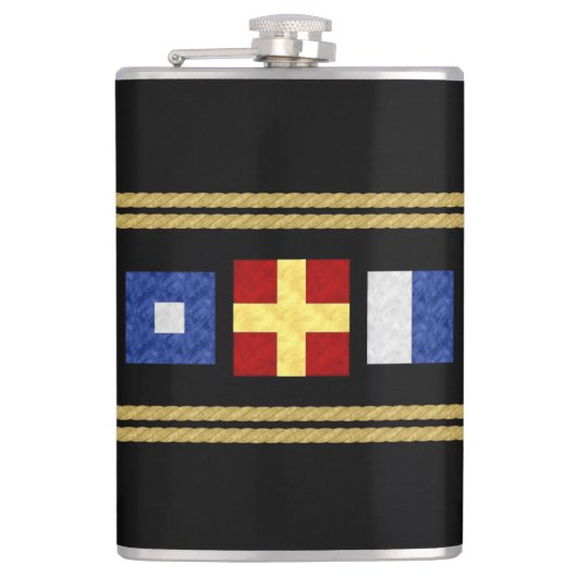 Nautische Waterverf Maritiem Signal Flag Monogram Heupfles (Voorkant)