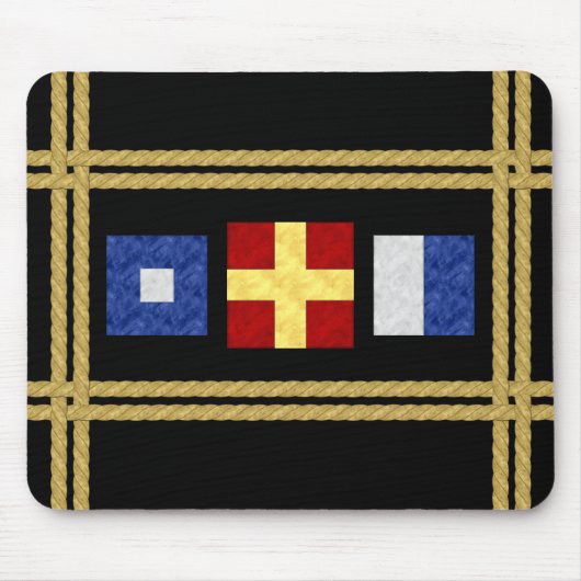 Nautische Waterverf Maritiem Signal Flag Monogram Muismat (Voorkant)