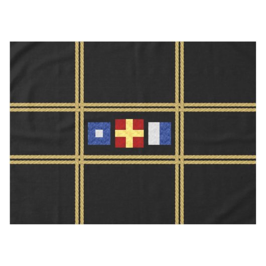 Nautische Waterverf Maritiem Signal Flag Monogram Tafelkleed (Voorkant (Horizontaal))