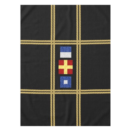 Nautische Waterverf Maritiem Signal Flag Monogram Tafelkleed (Voorkant)