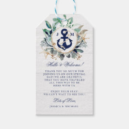 Nautische Waterverf met Anchor Wedding Welkom Cadeaulabel