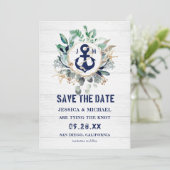 Nautische Waterverf met creatieve Anchor marine Save The Date (Staand voorkant)
