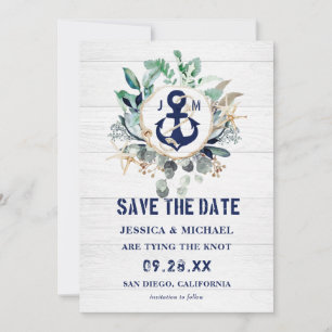 Nautische Waterverf met creatieve Anchor marine Save The Date