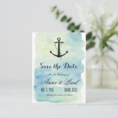 Nautische waterverf Opslaan datum Aankondigingskaart (Staand voorkant)
