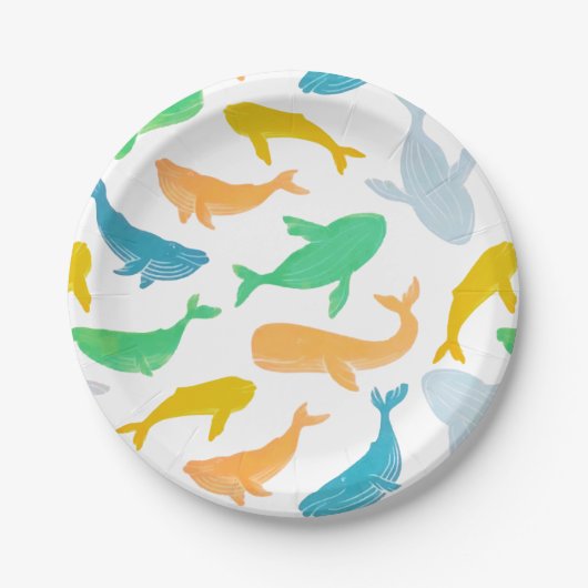 Nautische Waterverf Pacifische walvis Papieren Bordje (Voorkant)