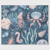 Nautische Waterverf Patroon: Koraalrif Delights Cadeaupapier (Vlak)