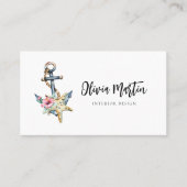 Nautische Waterverf QR-code Modern Visitekaartje (Voorkant)