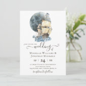 nautische Waterverf schip zeilen strand bruiloft Kaart (Staand voorkant)