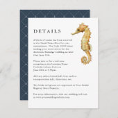 Nautische Waterverf Seahorse Wedding Details Info Informatiekaartje (Voorkant / Achterkant)