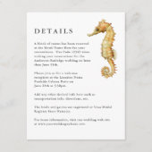 Nautische Waterverf Seahorse Wedding Details Info Informatiekaartje (Voorkant)