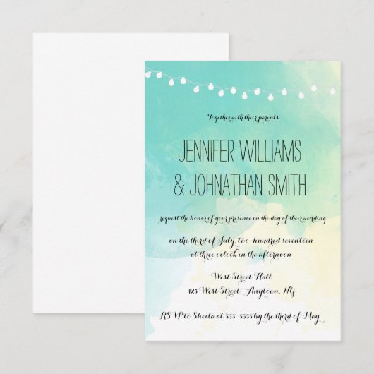 Nautische waterverf trouwuitnodigingen kaart (Voorkant / Achterkant)