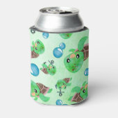 Nautische Waterverf Zee Schildpad Ankers & Bubbels Blikjeskoeler (Blikje Achterkant)