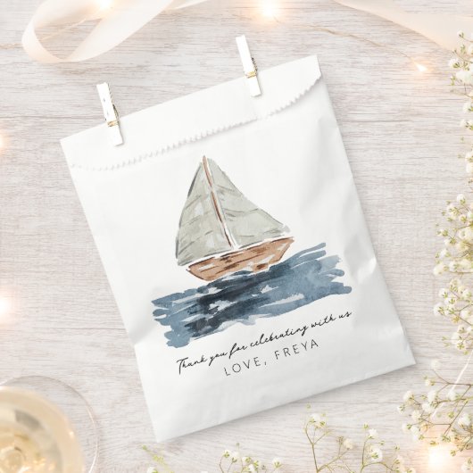 Nautische Waterverf zeilboot Baby shower Dank u Bedankzakje (Geknipt)