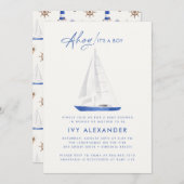 nautische Waterverf zeilboot jongen Baby shower Kaart (Voorkant / Achterkant)