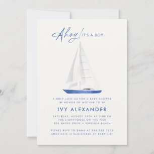 nautische Waterverf zeilboot jongen Baby shower Kaart