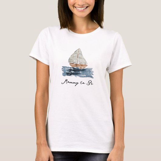 Nautische Waterverf Zeilboot Mama-to-Be T-shirt (Voorkant)