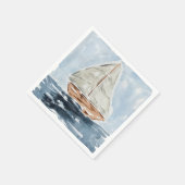 Nautische Waterverf zeilboot schilderen Baby showe Servet (Hoek)