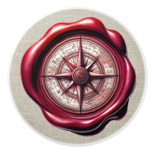 Nautische Wax Stamp Afbeelding Strand Lade Knoppen (Voorkant)