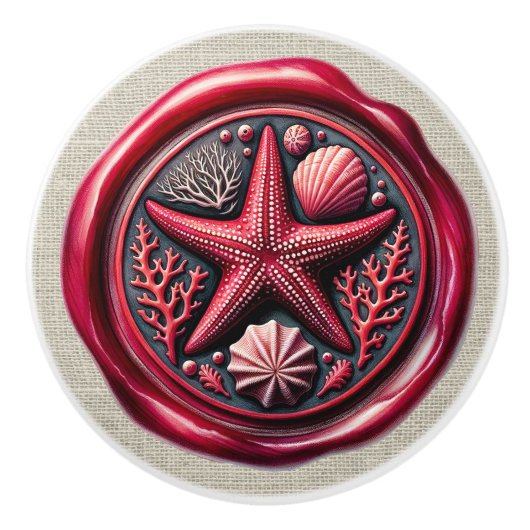 Nautische Wax Stamp Afbeelding Strand Lade Knoppen (Voorkant)