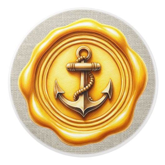 Nautische Wax Stamp Afbeelding Strand Lade Knoppen (Voorkant)