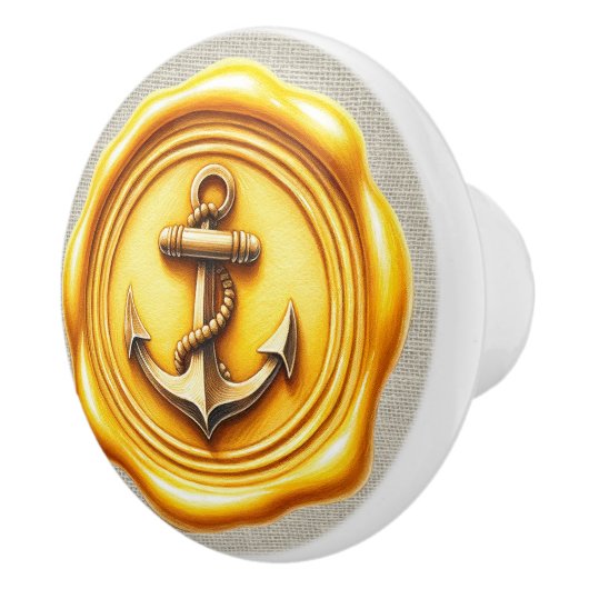 Nautische Wax Stamp Afbeelding Strand Lade Knoppen (Rechts)