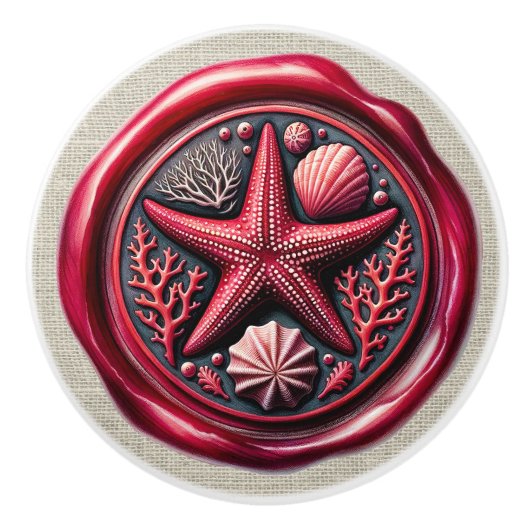 Nautische Wax Stamp Afbeelding Strand Lade Knoppen (Voorkant)