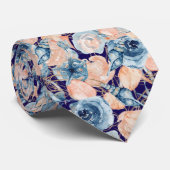 Nautische Wedding Beach Zee Shell Floral Navy Blue Stropdas (Opgerold)