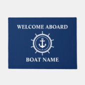 Nautische Welkom Anker Rope Helm Boot Naam Deurmat (Voorkant)