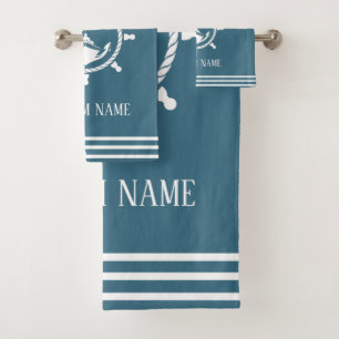 Nautische Welkom kapitein Boot Anker Marine Blue Bad Handdoek
