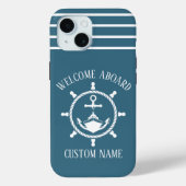 Nautische Welkom kapitein Boot Anker Marine Blue Case-Mate iPhone Case (Achterkant)