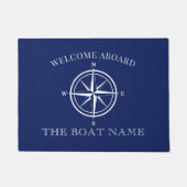 Nautische welkome Aboard Compass Roos Boat Naam Deurmat (Voorkant)