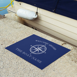 Nautische welkome Aboard Compass Roos Boat Naam Deurmat