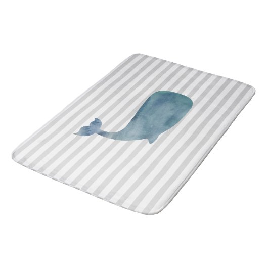 Nautische Whale Painting Stripe Badmat (Gekanteld)