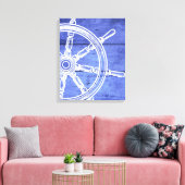 Nautische wiel houten stijl canvas print (Insitu (Woonkamer))