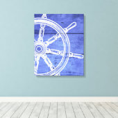 Nautische wiel houten stijl canvas print (Insitu (Houten vloer))