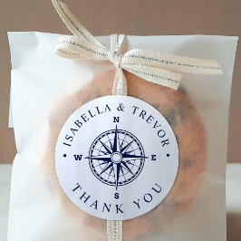Nautische wind kompas wit | Navy dank u Ronde Sticker