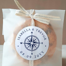 Nautische Wind Roos Kompas Wit | Marinedatum Ronde Sticker