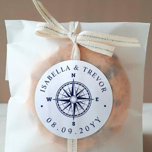 Nautische Wind Roos Kompas Wit   Marinedatum Ronde Sticker
