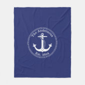 Nautische witte anker familienaam fleece deken (Voorkant)