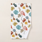 nautische zee koraalmonsters patroon verouderd bad handdoek (Handdoek)
