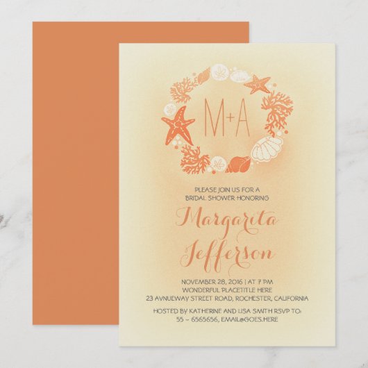 nautische zee krans strand bruids douche uitnodigi kaart (Voorkant / Achterkant)