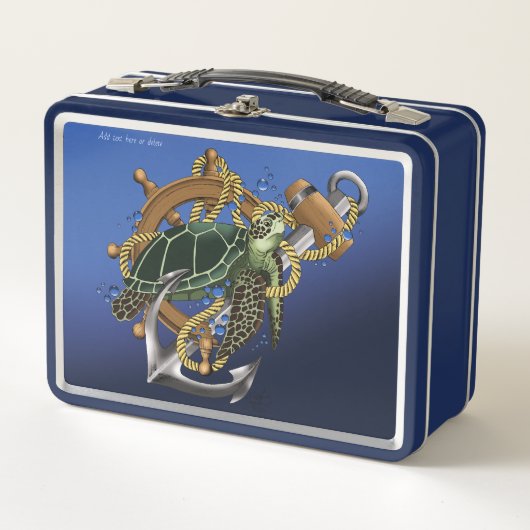 Nautische Zee Schildpad Anker Scheepswiel Blauw (Voorkant)